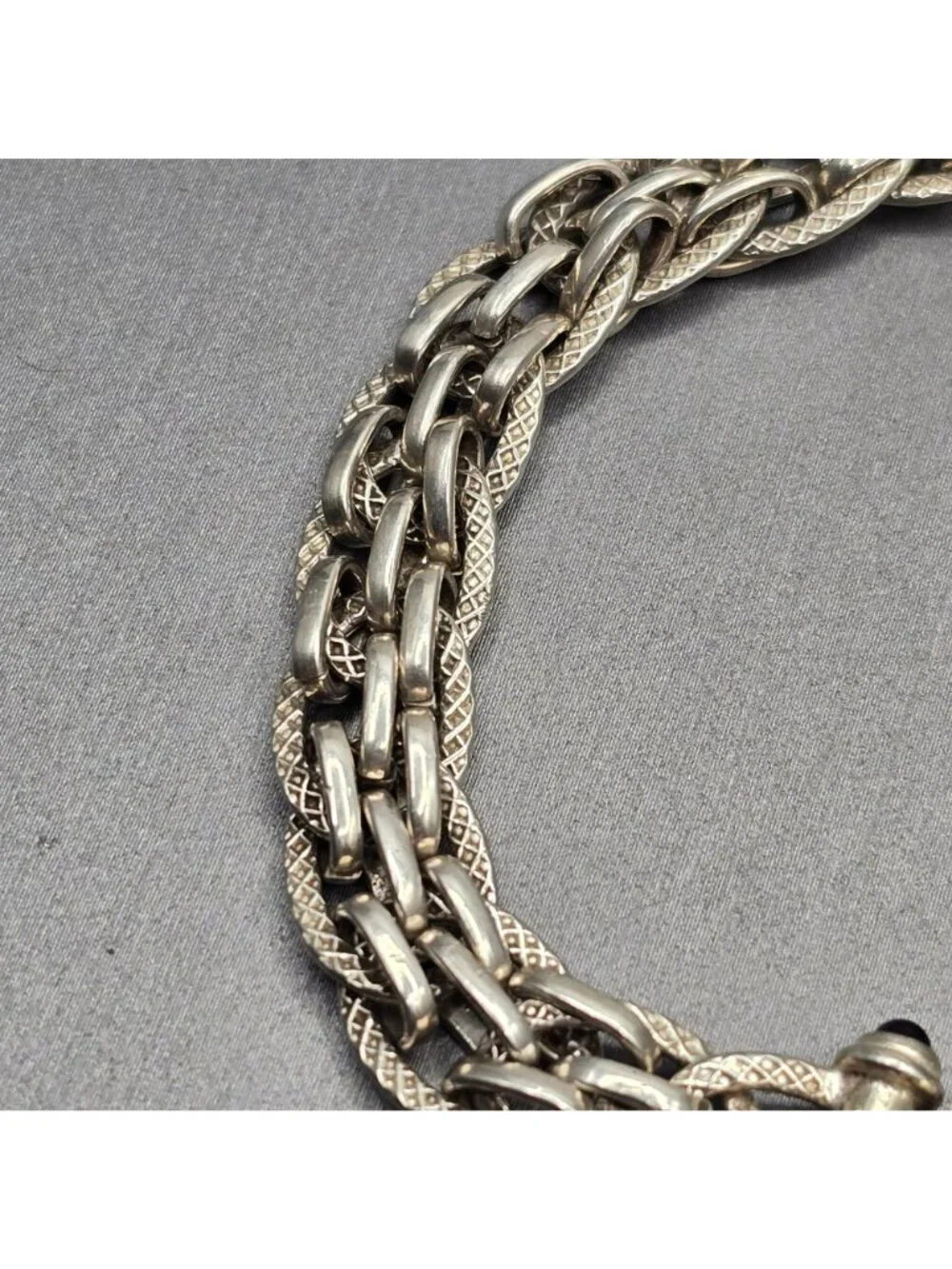 Vintage Sterling Silver Heavy Woven Statement Bracelet 6.75" 925 8.5mm Chain - Picture 2 of 12